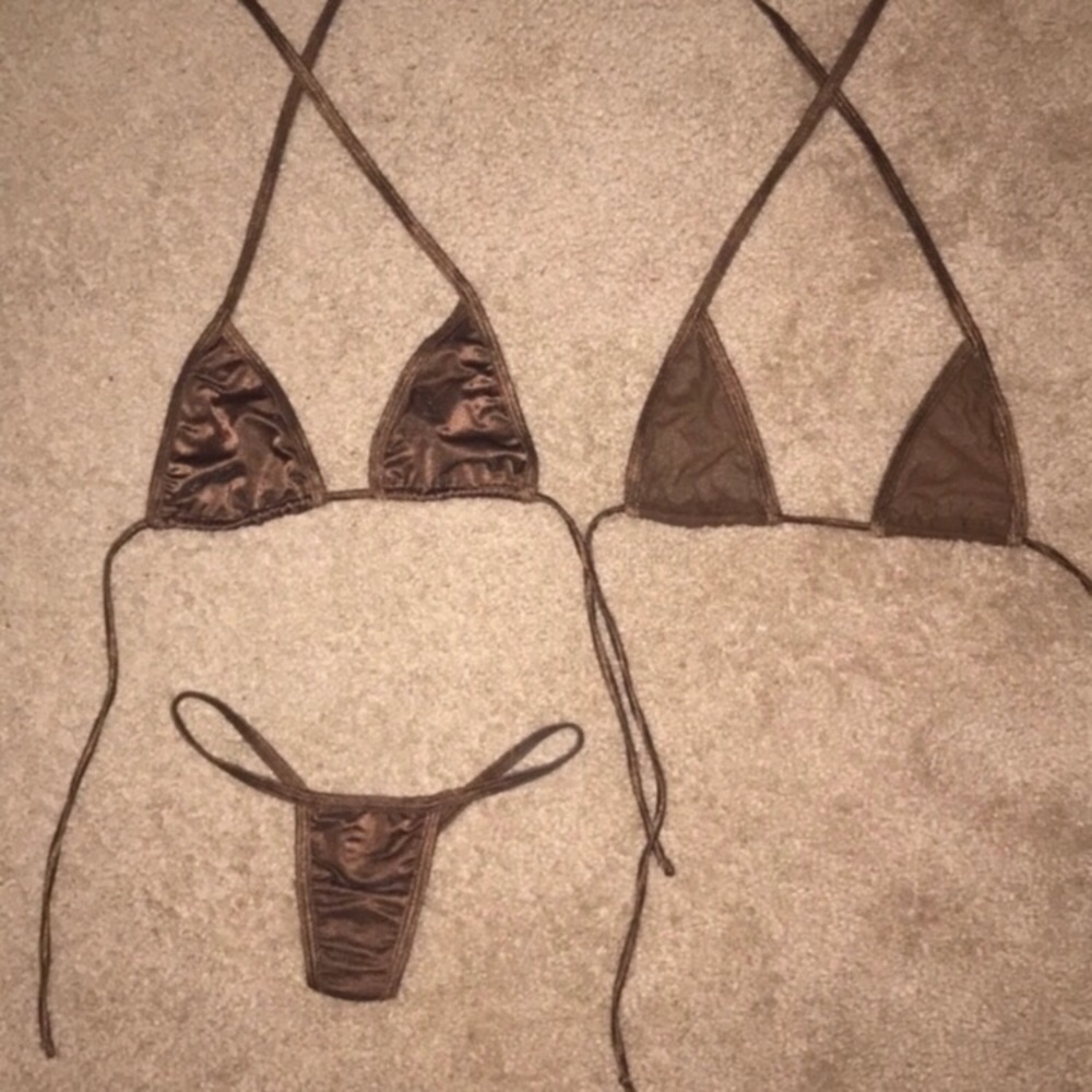Brown 3 piece bikini set